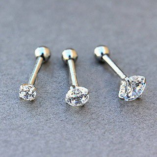 316L Stainless Steel Prong Set CZ Triple Helix / Cartilage Earring-0