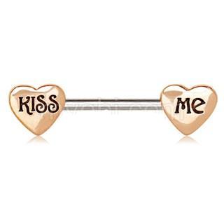 Rose Gold "Kiss Me" Heart Nipple Bar-1